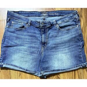 Signature Levi Strauss Hold Denim Shorts Women's Size 20 Mid Rise Cuffed